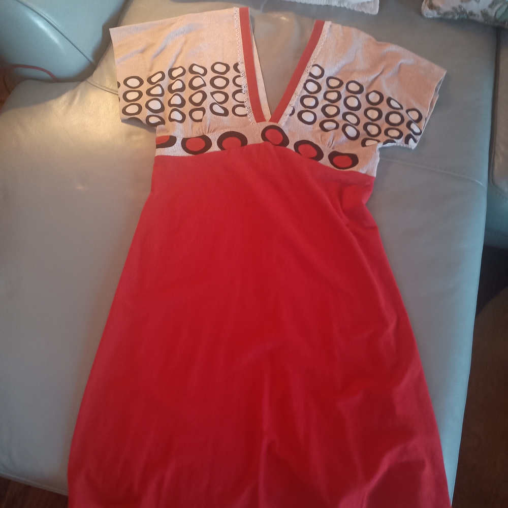 Red and White Midi Dress